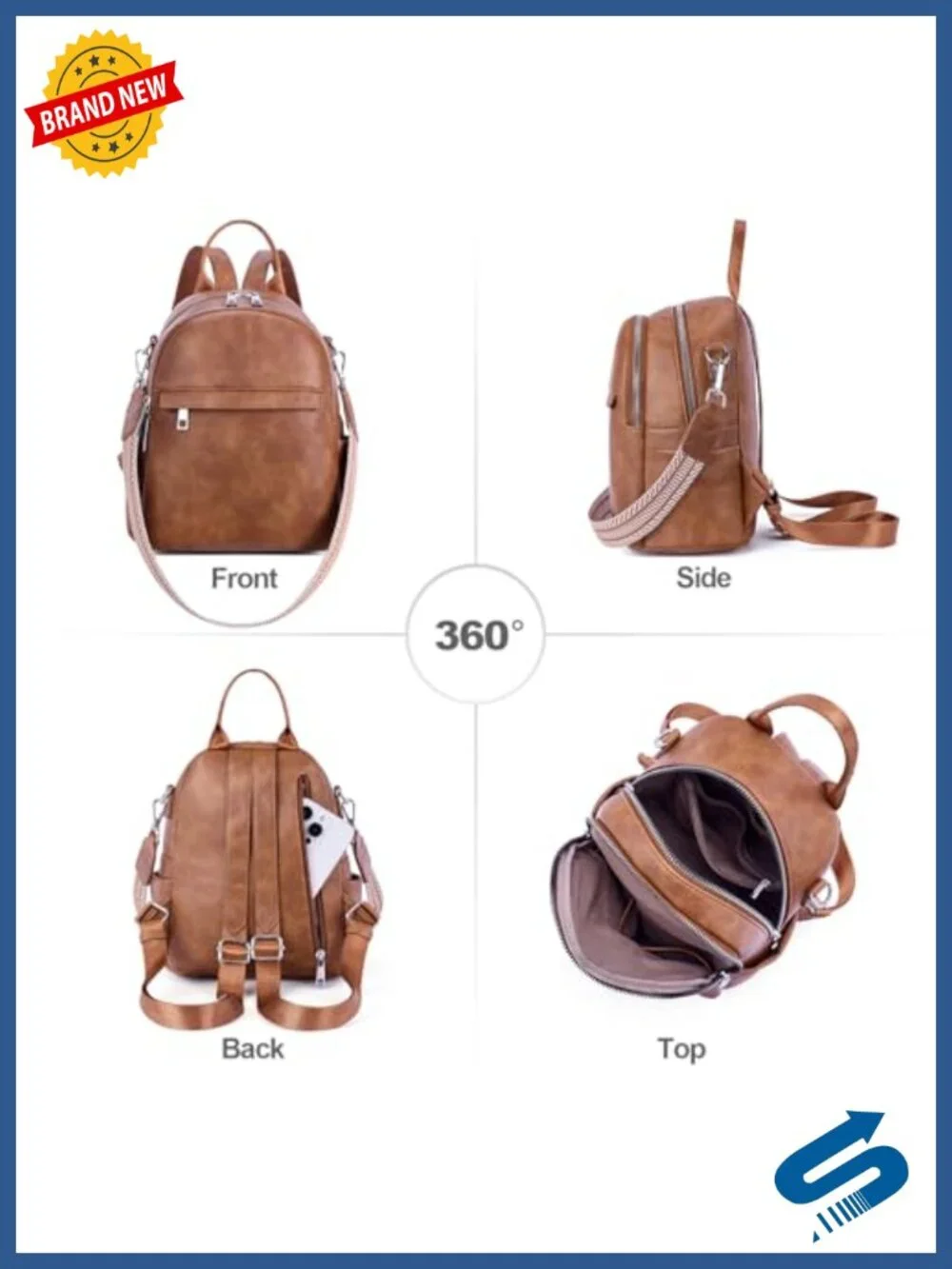 Mini Convertible Vegan Leather Backpack Travel Shoulder Bag